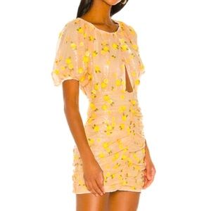 For Love & Lemons Ryder Sequin Floral Mini Dress in Tangerine S NWT